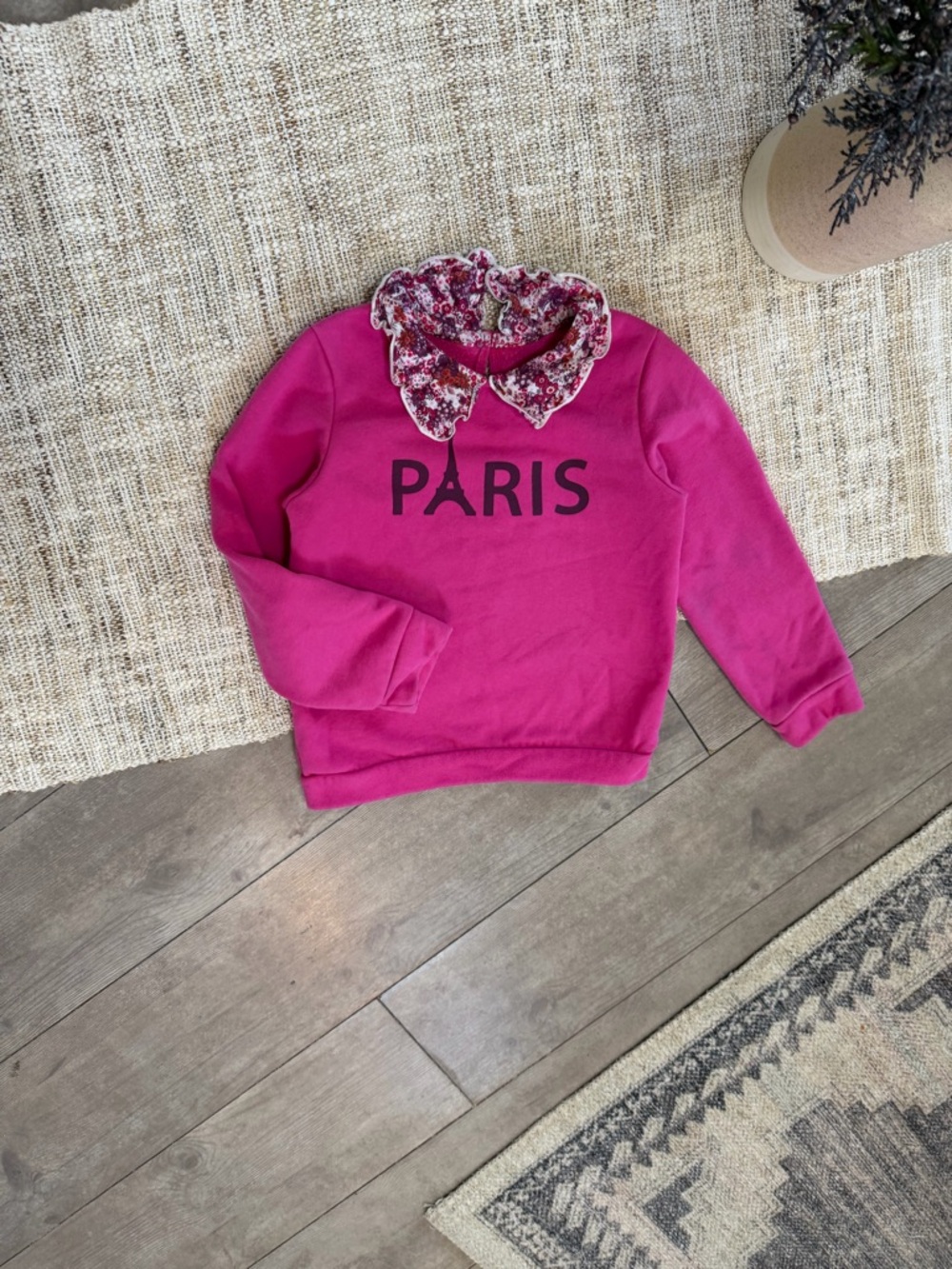 Garanimals Hot Pink Paris Pullover with Floral Ruffle Collar Little Girl Sz 5 - Picture 11 of 16